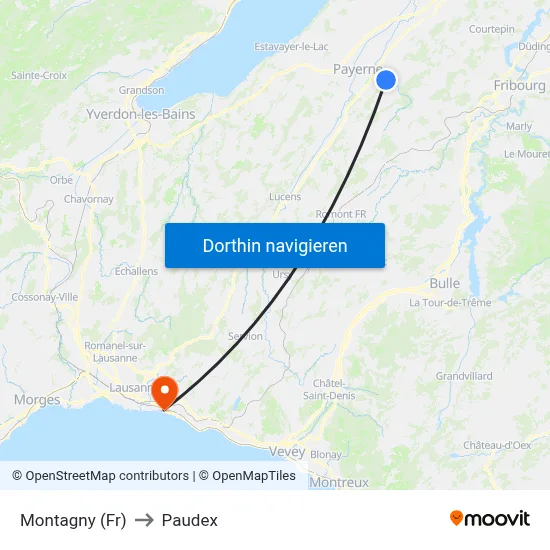 Montagny (Fr) to Paudex map