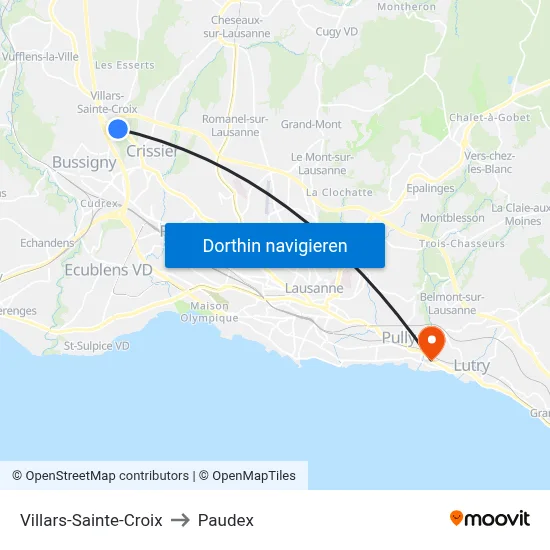 Villars-Sainte-Croix to Paudex map