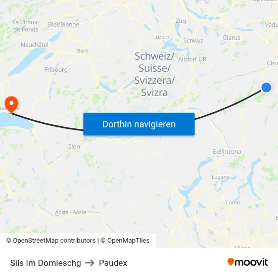 Sils Im Domleschg to Paudex map