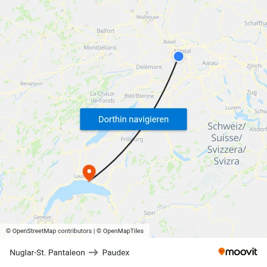 Nuglar-St. Pantaleon to Paudex map
