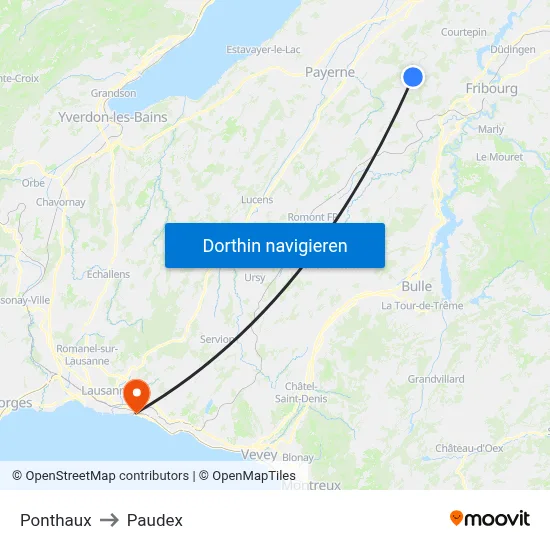 Ponthaux to Paudex map