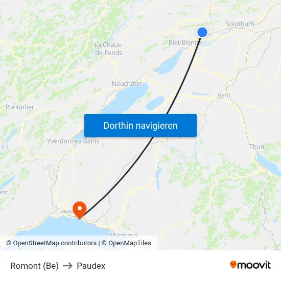 Romont (Be) to Paudex map