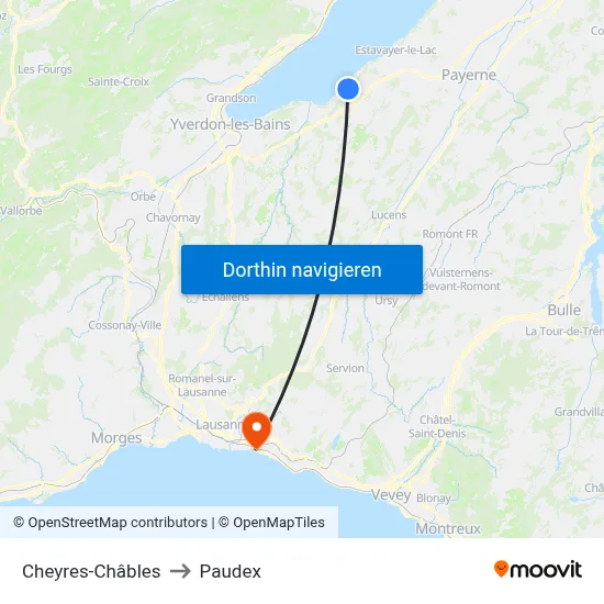 Cheyres-Châbles to Paudex map