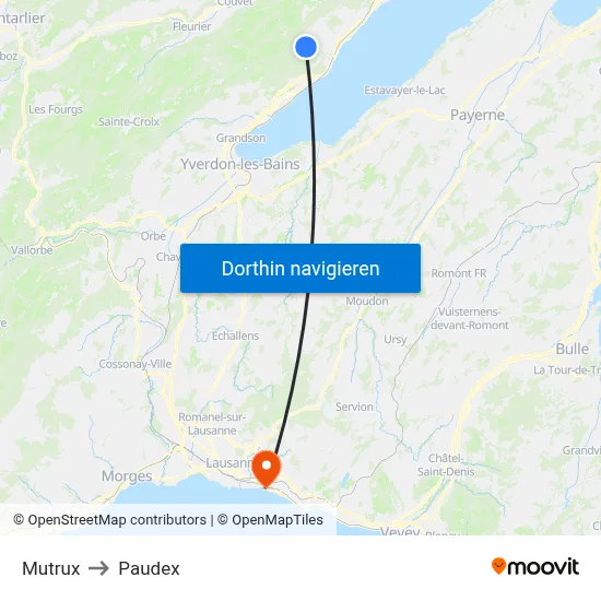 Mutrux to Paudex map