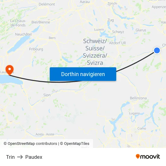 Trin to Paudex map