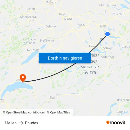 Meilen to Paudex map