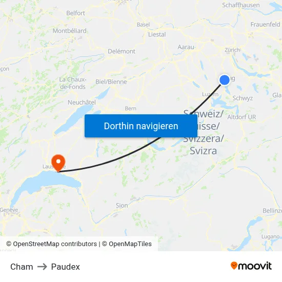 Cham to Paudex map