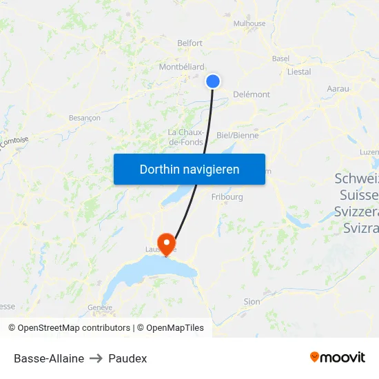 Basse-Allaine to Paudex map