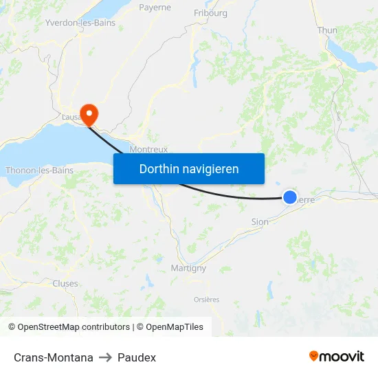 Crans-Montana to Paudex map