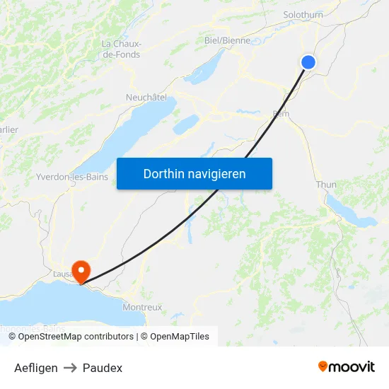 Aefligen to Paudex map