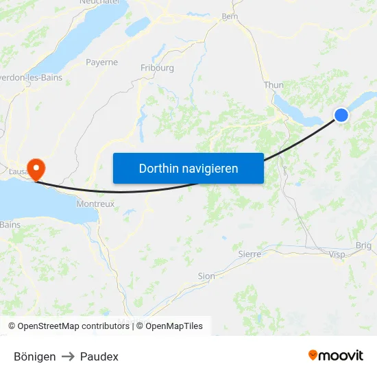 Bönigen to Paudex map