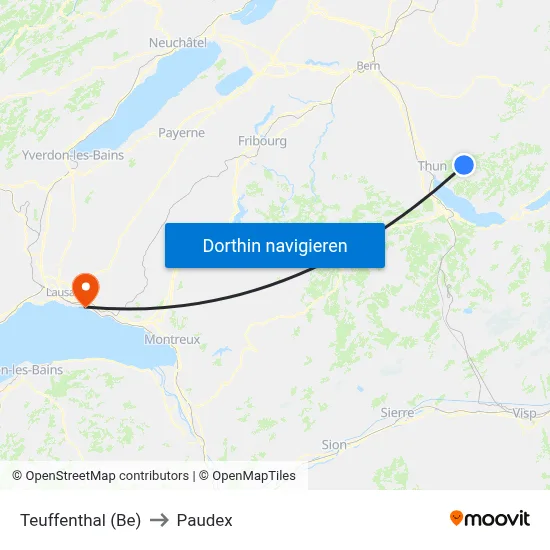 Teuffenthal (Be) to Paudex map