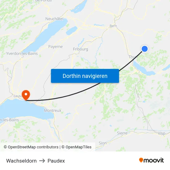 Wachseldorn to Paudex map