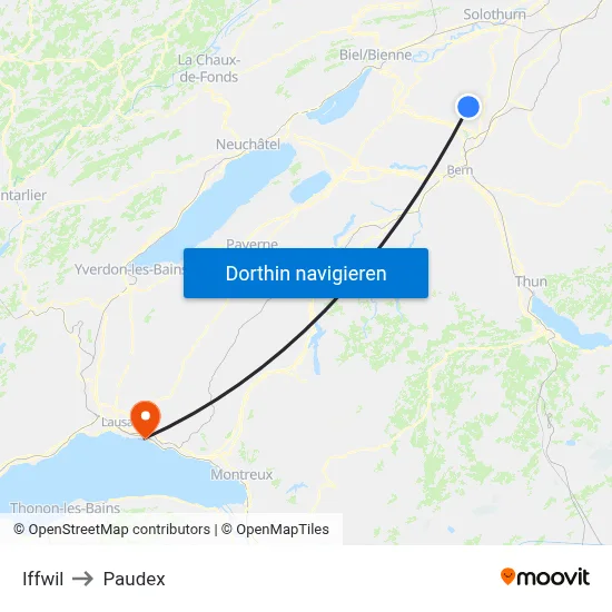 Iffwil to Paudex map