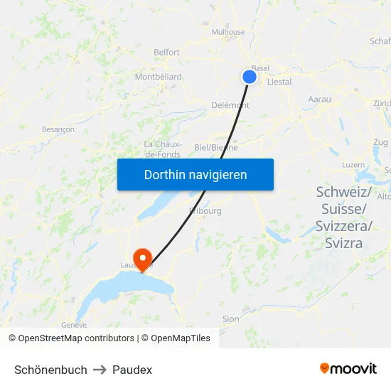 Schönenbuch to Paudex map