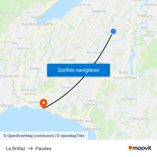 La Brillaz to Paudex map
