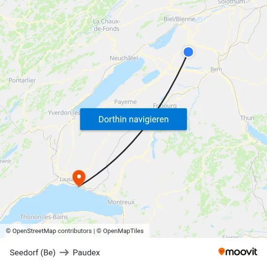 Seedorf (Be) to Paudex map