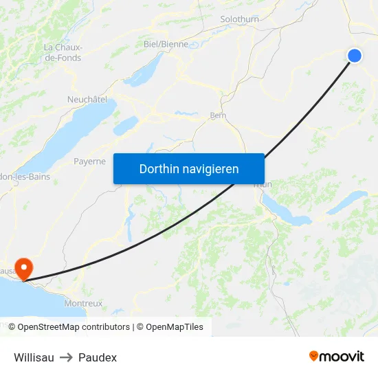 Willisau to Paudex map