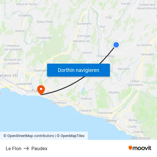 Le Flon to Paudex map