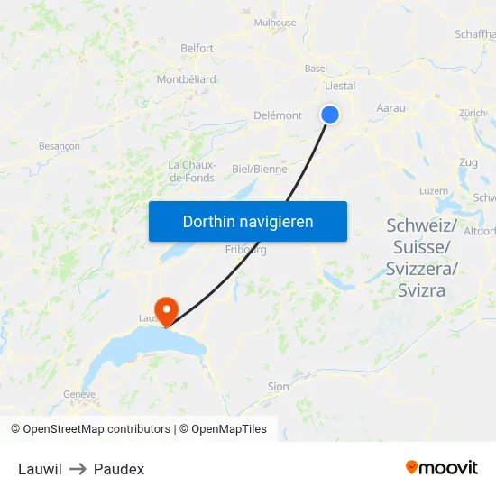 Lauwil to Paudex map