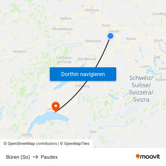 Büren (So) to Paudex map