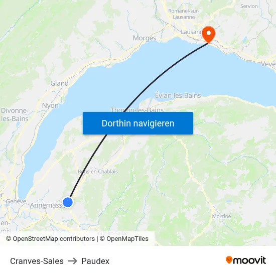 Cranves-Sales to Paudex map