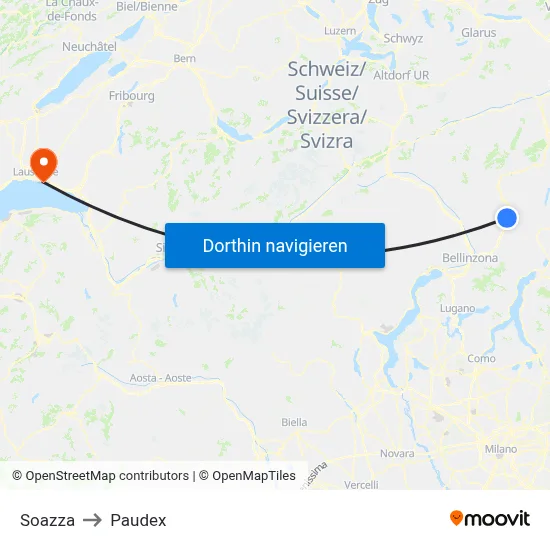 Soazza to Paudex map