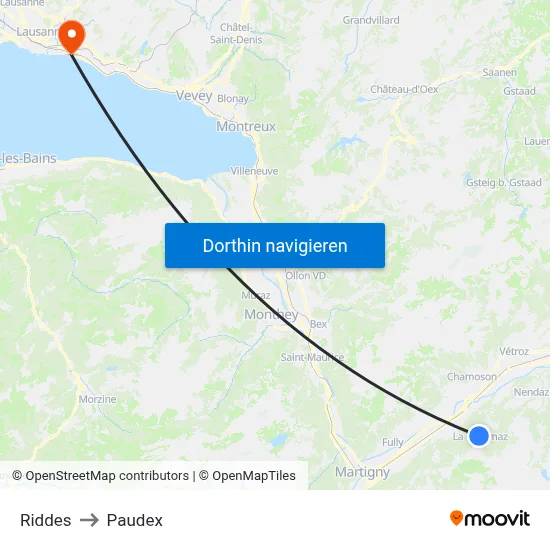 Riddes to Paudex map