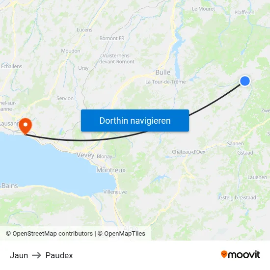 Jaun to Paudex map