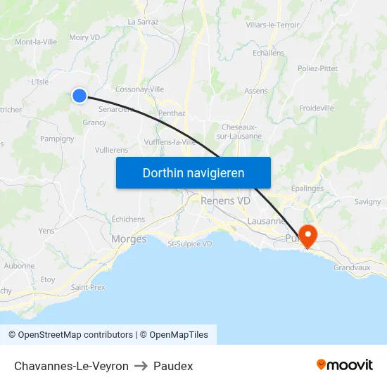Chavannes-Le-Veyron to Paudex map
