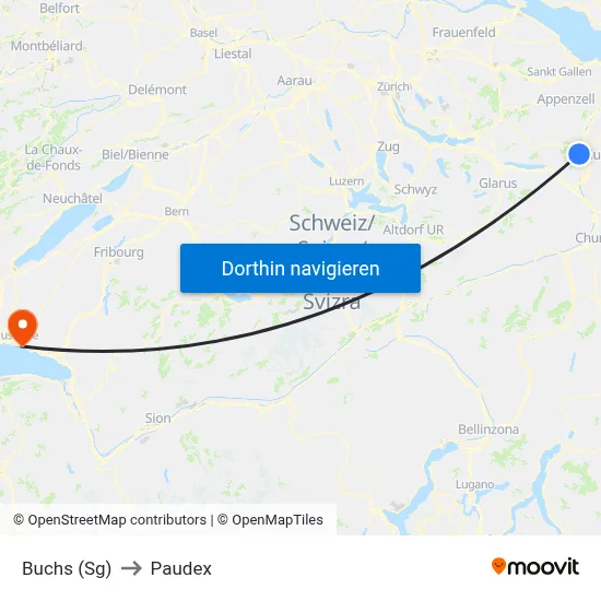 Buchs (Sg) to Paudex map