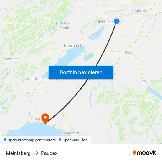 Meinisberg to Paudex map