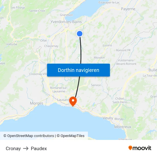 Cronay to Paudex map