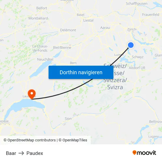 Baar to Paudex map