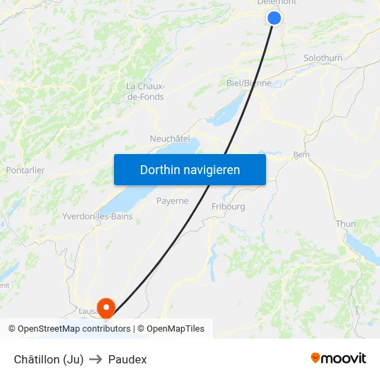 Châtillon (Ju) to Paudex map