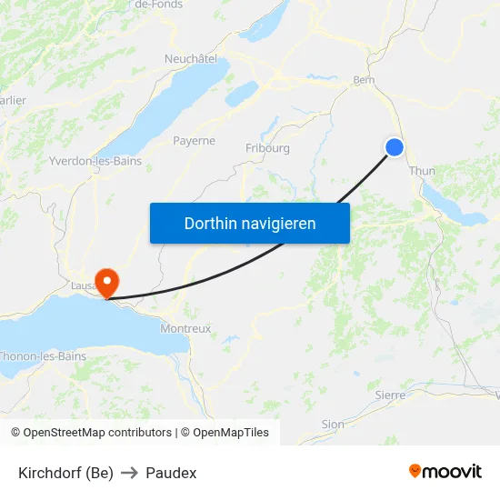 Kirchdorf (Be) to Paudex map