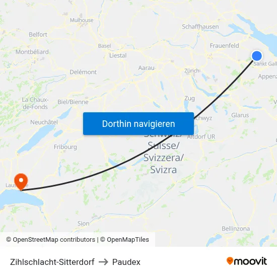 Zihlschlacht-Sitterdorf to Paudex map