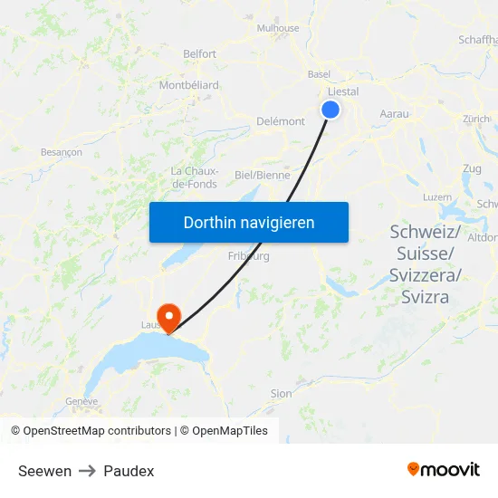 Seewen to Paudex map