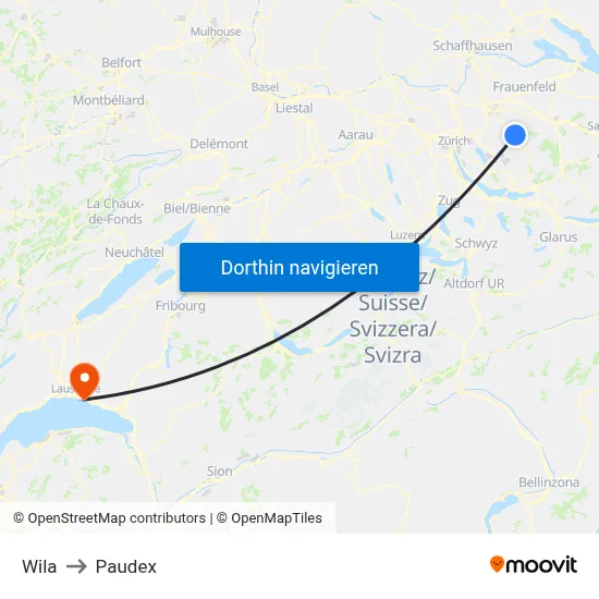 Wila to Paudex map