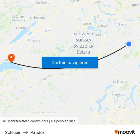 Schluein to Paudex map