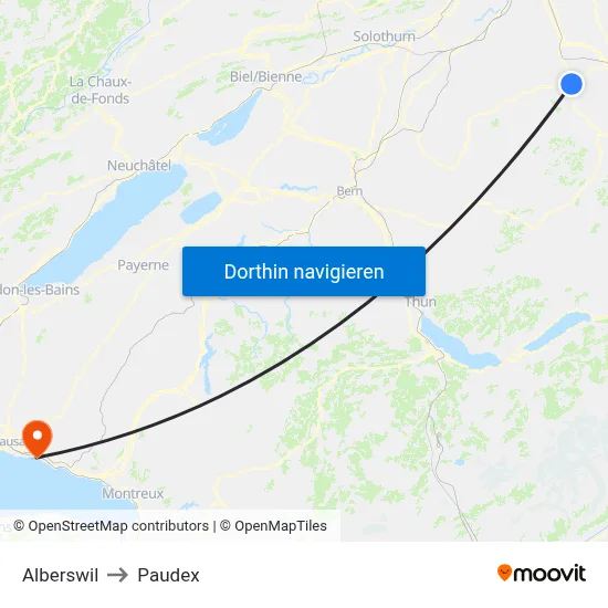Alberswil to Paudex map