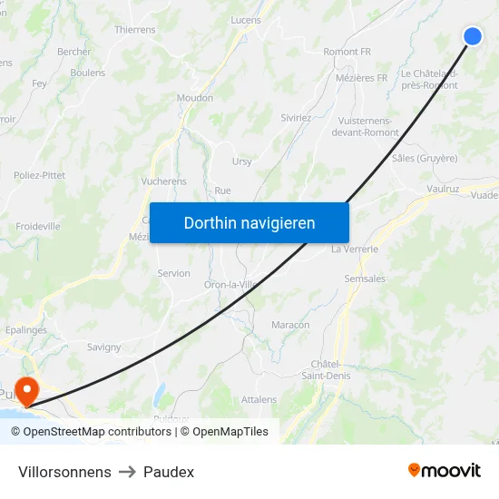Villorsonnens to Paudex map