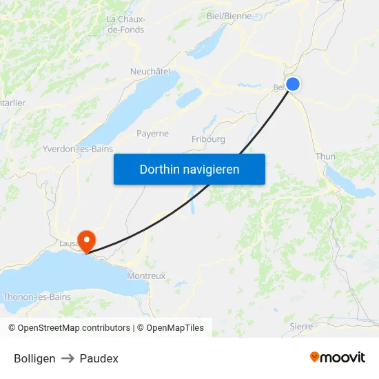 Bolligen to Paudex map