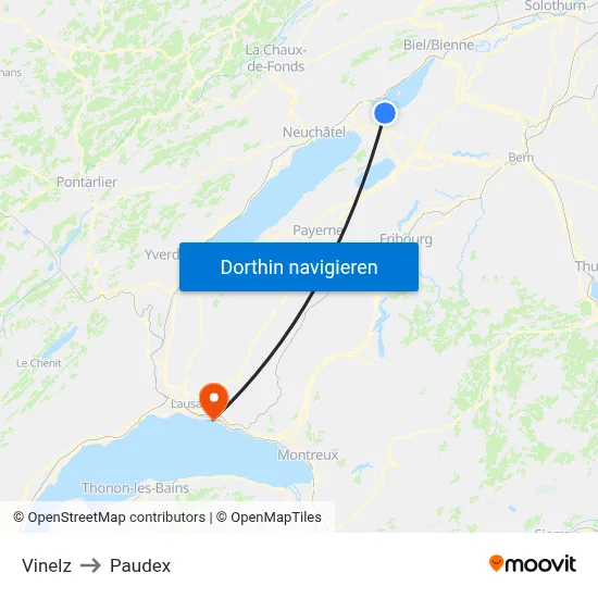 Vinelz to Paudex map