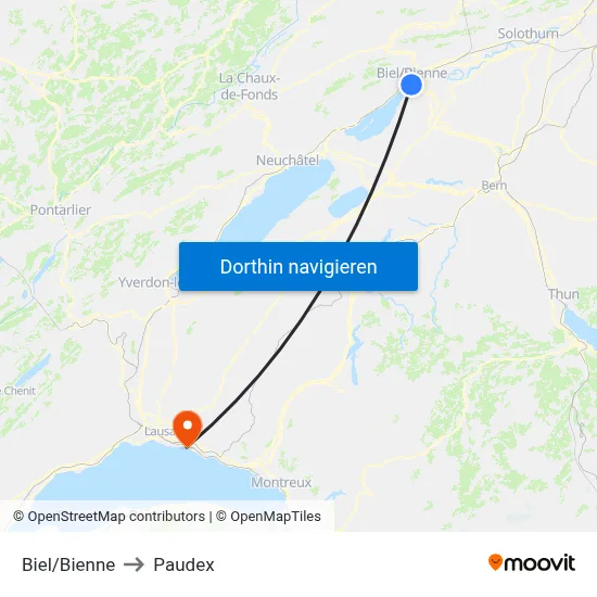 Biel/Bienne to Paudex map