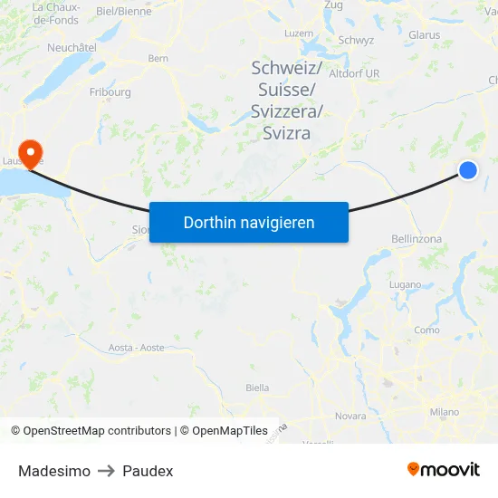 Madesimo to Paudex map