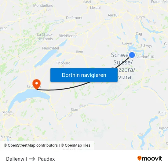 Dallenwil to Paudex map