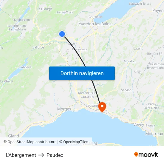 L'Abergement to Paudex map
