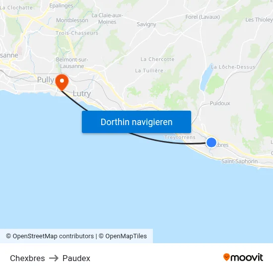 Chexbres to Paudex map