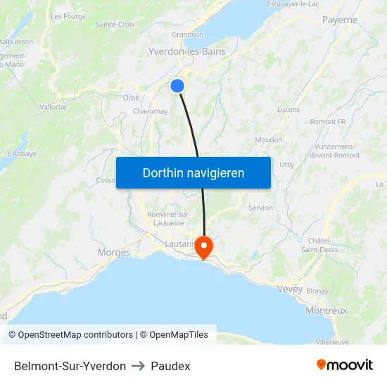 Belmont-Sur-Yverdon to Paudex map